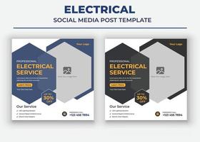 professionele elektrische serviceposter, elektrische social media-post en flyersjabloon vector