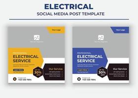 professionele elektrische serviceposter, elektrische social media-post en flyersjabloon vector