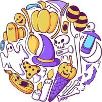 doodle-pakket voor halloween-elementen vector