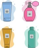 vector handgetekende illustratie van cosmetische producten voor huidverzorging. illustraties voor websites, tijdschriften en applicaties, logo's, iconen.
