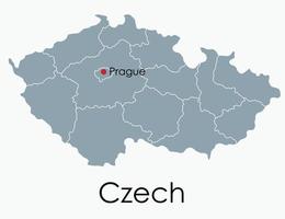 Tsjechische kaart uit de vrije hand tekenen op een witte achtergrond. vector