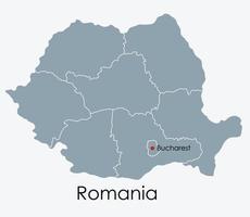 Roemenië kaart uit de vrije hand tekenen op een witte achtergrond. vector