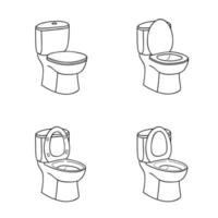 toilet schets teken. toiletpot met zitting. lijn kunst pictogramserie. vector