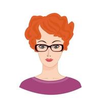 avatar. gezicht pictogram. vrouwelijk sociaal profiel van zakenvrouw. vrouw portret. ondersteunende dienst. callcenter illustratie vector