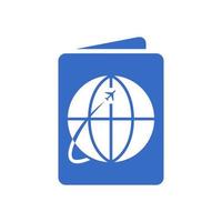 wereld vakantie reizen paspoort boek en vliegtuig logo ontwerp vector