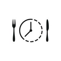 intermitterend eten vasten met klok lijn kunst vector icon
