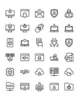 hacker icon set 30 geïsoleerd op witte achtergrond vector