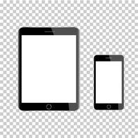 tablet en smartphone vector mockup op transparante achtergrond. vectorillustratie eps10.