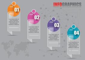 infographic ontwerp vector en marketing pictogrammen kunnen worden gebruikt voor de indeling van de werkstroom, diagram, jaarverslag, webdesign. bedrijfsconcept met 4 opties, stappen of processen.