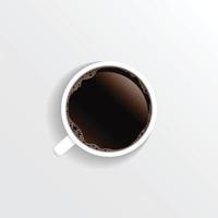 realistische bovenaanzicht zwarte koffie kop en schotel geïsoleerd op een witte achtergrond. illustratie vector