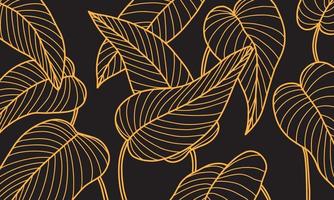 gouden verlof en bloemenachtergrond. luxe bloemen in art deco stijl. stijlvolle gouden natuurlijke patroon ontwerp illustratie. vector