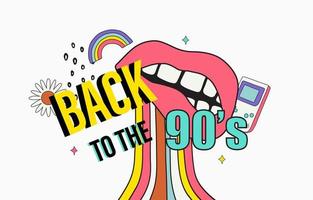 retro jaren '90 en '80 achtergrondontwerp in popmuziekfeest 1990 vector