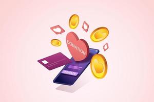 geld doneren via hun smartphones online. vector