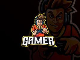 gamer mascotte sport logo ontwerp vector