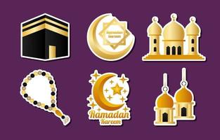 collectie set ramadan maand algemeen element sticker vector