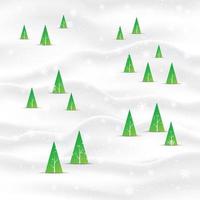 Minimale kerstboom landschap achtergrond vector