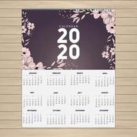 2020 roze bloemen kalenderontwerp vector