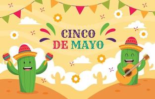 cinco de mayo schattige cactus achtergrond vector