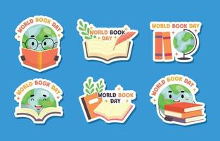 stickerset voor wereldboekendag vector