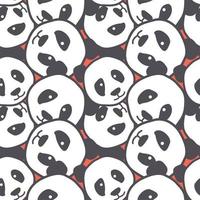 Panda hoofd doodle naadloze patroon achtergrond vector