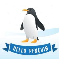 leuke tekenfilmpinguïn. schattige pinguïn karakter cartoon afbeelding, pinguïn in de sneeuw. schattige pinguïn, antarctische vogel, dierenillustratie vector