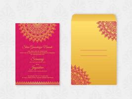 Decoratieve hindoe bruiloft kaart vector