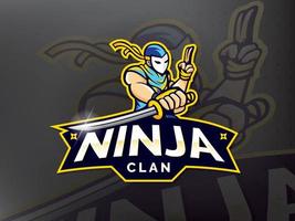 ninja esports mascotte logo ontwerp vector