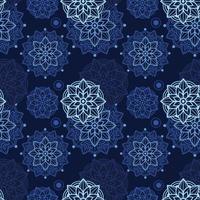 blauwe lotusbloem mandala naadloos patroon vector