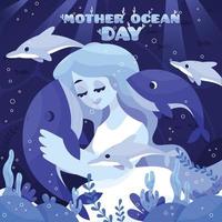 moeder van de oceaan is dol op het leven in de oceaan vector