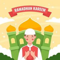een moslim die bidt in de maand ramadhan vector