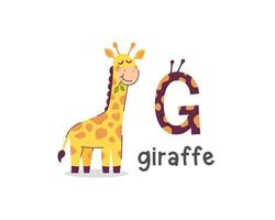 vectorillustratie van alfabet letter g en giraffe vector