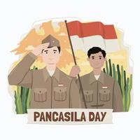 mensen vieren pancasila dag vector