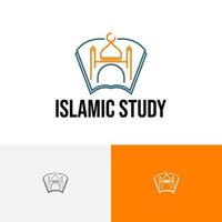 moskee boek islamitisch centrum studie islam moslimgemeenschap lijnstijl logo vector