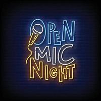 open mic nacht neonreclames stijl tekst vector