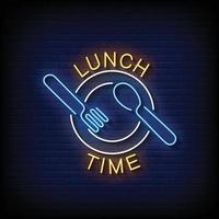 lunchtijd neonreclames stijl tekst vector