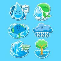 set schattige waterdagstickers vector