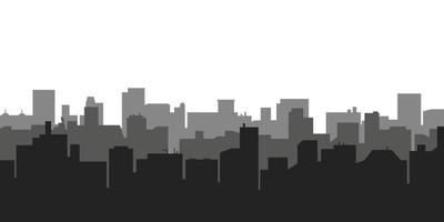 zwart-wit stad silhouet achtergrond. abstracte skyline van stadsgebouwen met blauwe lucht. vector illustratie