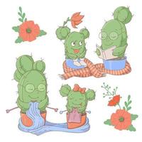 Cartoon set catus moeder en dochter vector