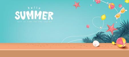 kopieer ruimte kleurrijke zomer strand vibes achtergrond lay-out banner ontwerp vector