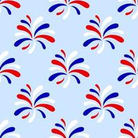 naadloos patriottisch patroon met vuurwerk. 4 juli, onafhankelijkheidsdag usa concept. rode, blauwe, witte kleuren. vectorachtergrond. als behang, inpakpapier, textiel, digitaal papier vector