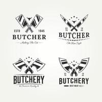 set slagerij vleeswinkel vintage typografie logo vector