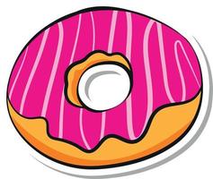 sticker heldere verse donut met roze glazuur vector
