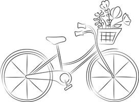 fiets met bloemenmand wereld fietsdag vector