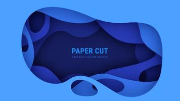 3D Abstract Blauw Papier Gesneden Vector Banner