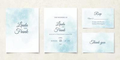 blauwe aquarel bruiloft kaartsjabloon set. abstracte elegante achtergrond vector