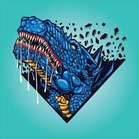 blauwe dinosaurussen t-rex hoofd mascotte logo illustraties vector