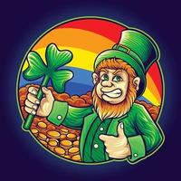 st patricks klaverblad met geld achtergrond vector illustraties werk logo, mascot merchandise t-shirt, stickers en labelontwerpen, poster, wenskaarten reclame bedrijf of merken.