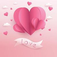 Valentijnsdag achtergrond met papier gesneden harten vector