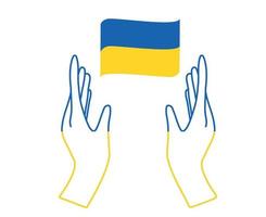 Oekraïne vlag embleem lint met handen symbool nationaal europa abstract ontwerp vectorillustratie vector