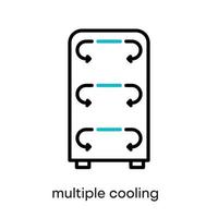 meerdere koelsysteem icoon. dit symbool is het symbool van de koelkast en airconditioning. kleurrijke koelkast knoppictogram. bewerkbare streek. logo, web en app. vector